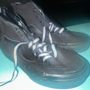 Vans Black Sneakers with Bright Blue Laces